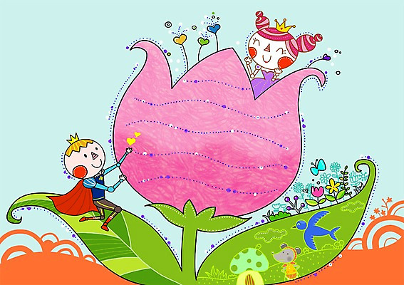 PSD 식물 동물 템플릿 여자 남자 꽃잎 꽃 나비 곤충 잎 조류 동화 이야기 미소 웃음 두명 튤립 쥐 편지 편지지 레터폼 제비 엄지공주 왕자 이미지템플릿 표정 사람 설치류 공주님 파일형식