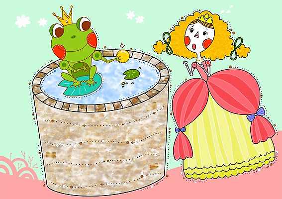 PSD 식물 동물 템플릿 드레스 여자 잎 동화 왕관 이야기 개구리 한명 미소 웃음 물 놀람 편지 편지지 레터폼 연잎 우물 개구리왕자 공주님 여자만 여자한명만 이미지템플릿 자연요소 1 옷 감정 표정 양서류 사람 파일형식