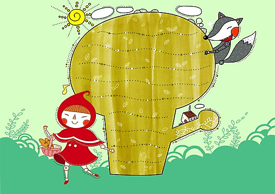 PSD 식물 동물 구름 템플릿 모자 여자 잎 주택 이야기 한명 빨간색 태양 바구니 편지 편지지 레터폼 늑대 빨간모자와늑대 여자만 여자한명만 이미지템플릿 자연요소 1 잡화 컬러 포유류 동화 사람 건물 파일형식