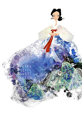 PSD 구름 문자 한국문화 한국전통 전통 여자 일러스트 산 한명 사람 성인 예절 인사 절 화려 우아함 무릎꿇기 전통의상 한복 비녀 손모으기 쪽머리 여자만 여자한명만 성인여자만 성인만 국내일러스트 자연요소 1 동양문화 헤어스타일 컨셉 모션 전통소품 한국 손짓 파일형식 헤어액세사리