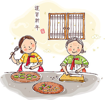 EPS 문자 한국문화 한국전통 전통 여자 명절 할머니 음식 일러스트 창문 주방용품 근하신년 도마 요리 서기 미소 웃음 사람 상반신 성인 두명 도장 설날 문 주방 한자 전통의상 한복 며느리 뒤집개 고부지간 설음식 장지문 여자만 성인여자만 노인만 성인만 노인여자만 국내일러스트 동양문화 기념일 노년 생활용품 모션 새해 한국 표정 전통음식 파일형식 벡터