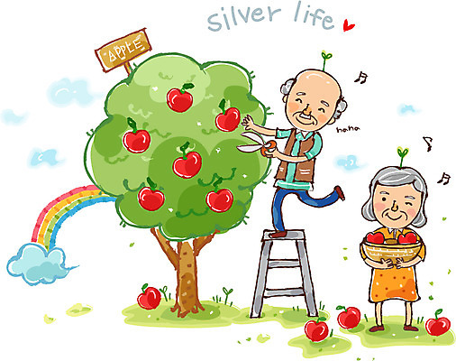 EPS 전신 나무 식물 라이프스타일 여자 할아버지 노년 남자 안경 할머니 여유 줄기 포즈 무지개 잎 음표 일러스트 사다리 가위 서기 미소 웃음 들기 사람 성인 두명 라이프 실버라이프 노후 농장 바구니 소쿠리 새싹 노부부 하트 풀 60대 사과 과수원 즐거움 70대 사과나무 노인만 성인만 안경낌 국내일러스트 자연요소 모양 기호 부부 잡화 감정 음악 농업 과일 모션 문구용품 표정 생활 도구 파일형식 벡터