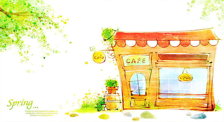 PSD 나무 식물 계절 화분 백그라운드 잎 일러스트 나뭇잎 따뜻함 풍경 사람없음 건물 상점 봄 카페 나뭇가지 봄배경 국내일러스트 건축물 파일형식