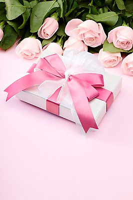 포토 JPG 스튜디오촬영 식물 기념일 꽃 리본 분홍색 여러송이 잎 포장 실내 선물포장 선물 이벤트 사람없음 장식 선물상자 상자 장미 오브젝트 국내포토 컬러 다수 내부 파일형식