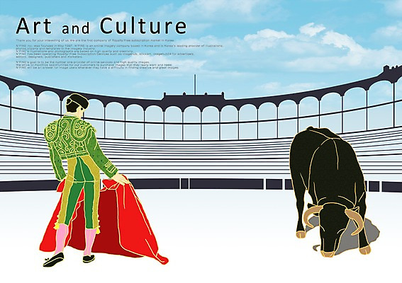 전신 PSD 동물 남자 문화 예술 일러스트 포유류 문화예술 한명 서기 사람 성인 소 스페인 즐거움 그림 열정 투우 투우사 투우장 남자한명만 성인남자만 국내일러스트 직업 1 감정 유럽 모션 남자만 성인만 파일형식