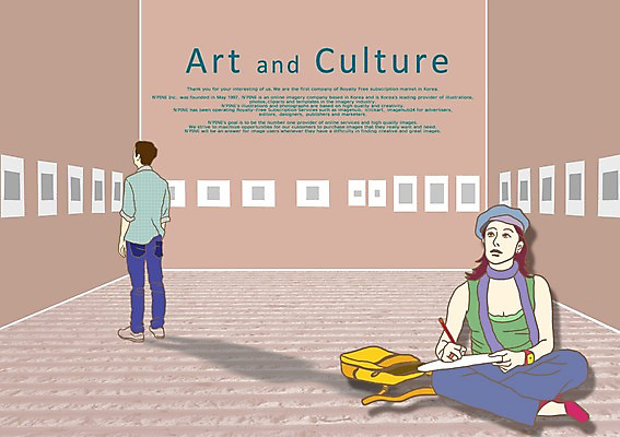 전신 PSD 모자 여자 남자 문화 예술 액자 가방 일러스트 문화예술 프레임 틀 서기 사람 앉기 성인 두명 필기구 연필 감상 그리기 미술관 스케치북 즐거움 그림 열정 견학 미술감상 성인만 국내일러스트 잡화 교육 감정 모션 문구용품 학용품 파일형식