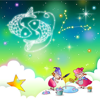 구름 여자 남자 별 어린이 백그라운드 일러스트 우산 밤하늘 낚시 어류 미소 웃음 사람 소녀 소년 두명 별자리 연못 양동이 물고기자리 어린이만 국내일러스트 AI파일 자연요소 하늘 레저 표정 수중동물 야간 파일형식 벡터