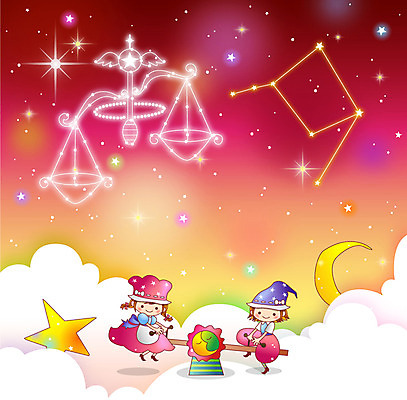 구름 여자 남자 별 어린이 백그라운드 일러스트 밤하늘 저울 미소 웃음 사람 소녀 소년 두명 별자리 달 무게 초승달 시소 천칭자리 양팔저울 어린이만 국내일러스트 AI파일 자연요소 하늘 표정 놀이기구 야간 파일형식 벡터