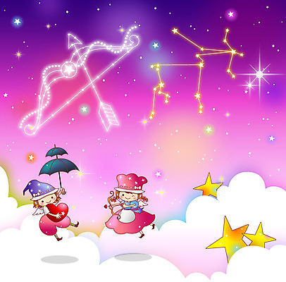 구름 여자 남자 별 어린이 백그라운드 일러스트 우산 밤하늘 화살 미소 웃음 사람 소녀 소년 두명 별자리 하트 궁수자리 활 활쏘기 사수 활시위 어린이만 국내일러스트 AI파일 자연요소 모양 모션 하늘 표정 야간 파일형식 벡터