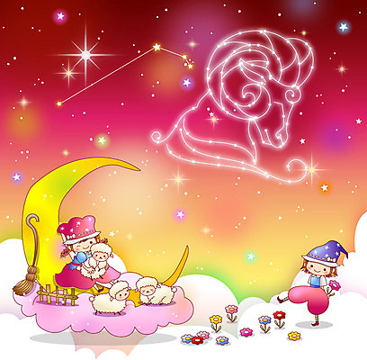 식물 동물 구름 여자 남자 꽃 별 어린이 백그라운드 일러스트 포유류 밤하늘 미소 웃음 사람 소녀 소년 두명 울타리 별자리 달 양 초승달 빗자루 양떼 양자리 어린이만 국내일러스트 AI파일 자연요소 하늘 표정 담장 야간 청소도구 파일형식 벡터