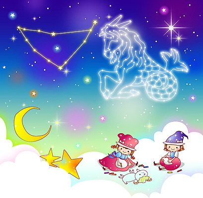 동물 구름 여자 남자 별 어린이 백그라운드 일러스트 포유류 밤하늘 염소 색연필 미소 웃음 사람 소녀 소년 두명 필기구 별자리 달 낙서 초승달 염소자리 어린이만 국내일러스트 AI파일 자연요소 하늘 문구용품 학용품 표정 야간 파일형식 벡터