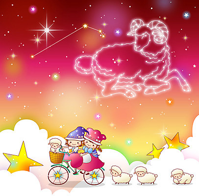 동물 여자 남자 별 어린이 백그라운드 일러스트 포유류 밤하늘 미소 웃음 사람 소녀 소년 두명 바구니 자전거 별자리 양 양자리 어린이만 국내일러스트 AI파일 자연요소 하늘 표정 바이크 야간 파일형식 벡터
