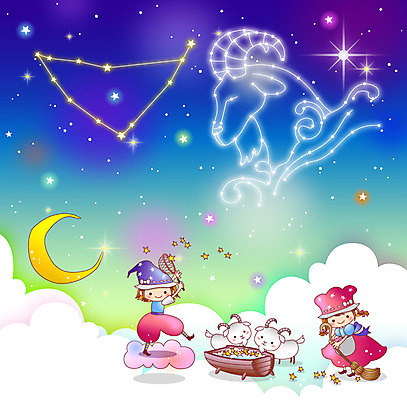 동물 구름 여자 남자 별 어린이 백그라운드 일러스트 포유류 밤하늘 염소 미소 웃음 사람 소녀 소년 두명 물 별자리 달 초승달 빗자루 청소 염소자리 별따기 여물통 어린이만 국내일러스트 AI파일 자연요소 하늘 표정 야간 청소도구 파일형식 벡터