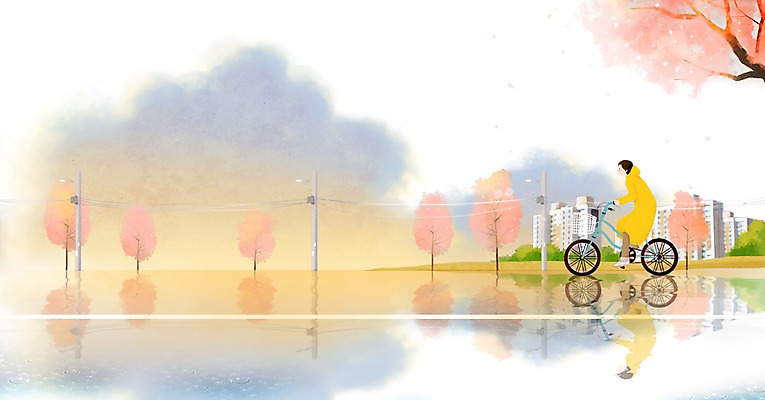 전신 PSD 나무 식물 구름 남자 도로 길 백그라운드 일러스트 하늘 거리 아파트 주택 한명 사람 앉기 빌딩 성인 건물 자전거 벚나무 전봇대 우비 빗물 남자한명만 성인남자만 국내일러스트 자연요소 1 건축물 옷 공공시설 교통시설 모션 바이크 벚꽃 비_날씨 남자만 성인만 파일형식