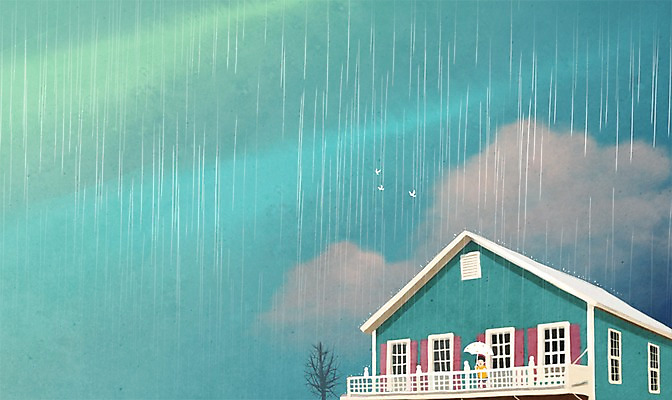 PSD 나무 식물 구름 남자 어린이 백그라운드 일러스트 우산 창문 하늘 날씨 주택 물줄기 한명 서기 사람 건물 발코니 비 빗줄기 남자한명만 어린이만 국내일러스트 자연요소 1 건축물 모션 물 비_날씨 남자만 파일형식