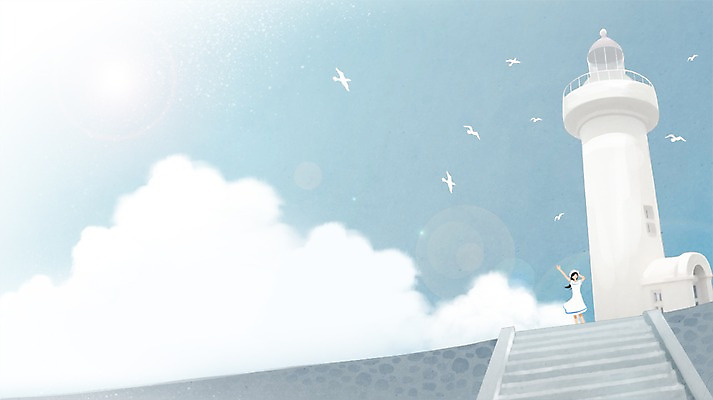 전신 PSD 동물 구름 여자 백그라운드 일러스트 갈매기 조류 하늘 등대 한명 서기 사람 손짓 성인 계단 여자만 여자한명만 성인여자만 성인만 국내일러스트 자연요소 1 모션 파일형식