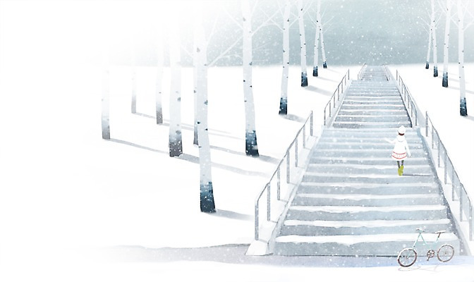 전신 PSD 나무 식물 계절 여자 백그라운드 겨울 일러스트 한명 서기 사람 풍경 성인 계단 자전거 눈 자작나무 눈내림 여자만 여자한명만 성인여자만 성인만 겨울배경 국내일러스트 자연요소 1 모션 날씨 눈_날씨 바이크 파일형식