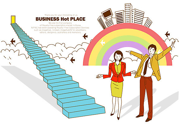 전신 동물 구름 여자 남자 포즈 무지개 일러스트 비즈니스 조류 넥타이 서기 미소 웃음 사람 정장 손짓 빌딩 20대 성인 두명 건물 문 계단 직장인 비즈니스맨 비즈니스우먼 열정 청년만 성인만 국내일러스트 AI파일 자연요소 직업 건축물 잡화 옷 감정 모션 표정 청년 파일형식 벡터