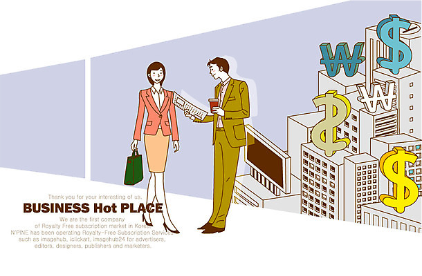 전신 여자 남자 커피 돈 가방 일러스트 비즈니스 넥타이 서기 미소 웃음 사람 정장 빌딩 20대 성인 두명 건물 달러 핸드백 직장인 비즈니스맨 비즈니스우먼 화폐기호 신문 커피잔 열정 테이크아웃 청년만 성인만 국내일러스트 AI파일 직업 건축물 기호 잡화 옷 감정 음료 모션 잔 표정 청년 간행물 뉴스 재산 화폐 파일형식 벡터