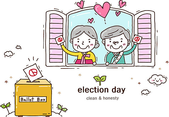 식물 구름 여자 할아버지 노년 남자 할머니 캠페인 일러스트 창문 미소 웃음 사람 상반신 성인 두명 새싹 하트 사회 투표 선거 민주주의 사회이슈 창가 투표용지 70대 투표함 선거일 노인만 성인만 국내일러스트 AI파일 자연요소 모양 컨셉 표정 공동체 파일형식 벡터