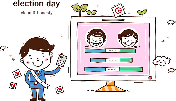 전신 식물 구름 남자 캠페인 일러스트 통계 수치 그래프 한명 미소 웃음 사람 성인 새싹 스크린 모니터 사회 투표 선거 민주주의 사회이슈 막대그래프 투표용지 비율 선거일 남자만 남자한명만 성인남자만 성인만 국내일러스트 AI파일 자연요소 1 컨셉 표정 컴퓨터 공동체 파일형식 벡터