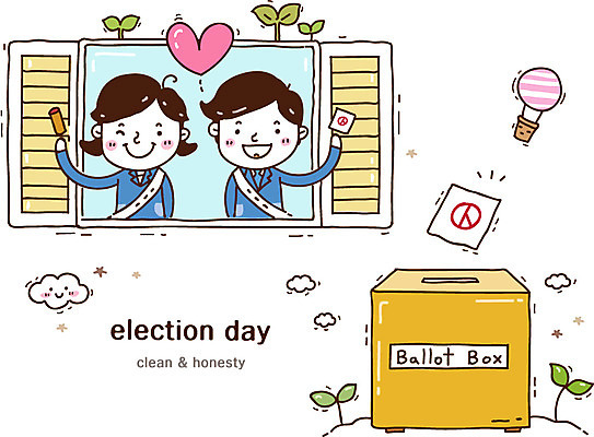 식물 구름 여자 남자 캠페인 일러스트 창문 미소 웃음 사람 상반신 성인 두명 도장 새싹 기구 열기구 하트 사회 투표 선거 민주주의 사회이슈 창가 투표용지 투표함 선거일 성인만 국내일러스트 AI파일 자연요소 모양 컨셉 항공교통 표정 공동체 파일형식 벡터