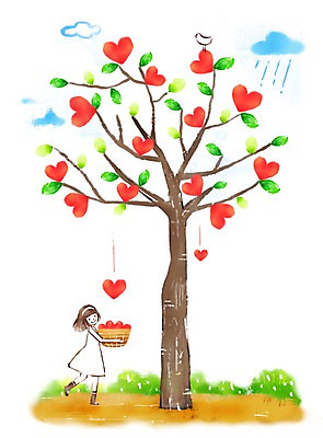 전신 PSD 나무 식물 구름 여자 어린이 백그라운드 잎 일러스트 나뭇잎 사랑 한명 서기 미소 웃음 사람 소녀 10대 바구니 하트 여자만 여자한명만 소녀만 국내일러스트 자연요소 모양 1 감정 모션 청소년 표정 어린이만 파일형식