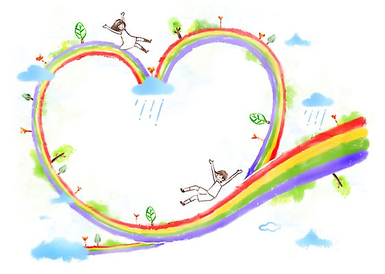 전신 PSD 나무 식물 구름 여자 남자 어린이 액자 백그라운드 무지개 일러스트 프레임 사랑 틀 미소 웃음 사람 손짓 소녀 소년 두명 10대 하트 십대만 국내일러스트 자연요소 모양 감정 모션 청소년 표정 파일형식