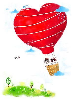 PSD 나무 식물 동물 구름 여자 남자 어린이 액자 백그라운드 일러스트 조류 프레임 사랑 틀 미소 웃음 사람 손짓 소녀 소년 상반신 두명 10대 기구 열기구 하트 십대만 국내일러스트 자연요소 모양 감정 항공교통 모션 청소년 표정 파일형식