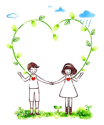 전신 PSD 식물 구름 여자 남자 어린이 줄기 액자 백그라운드 잎 일러스트 나뭇잎 프레임 사랑 틀 서기 미소 웃음 사람 손짓 소녀 소년 두명 10대 새싹 손잡기 하트 십대만 국내일러스트 자연요소 모양 감정 모션 청소년 표정 파일형식