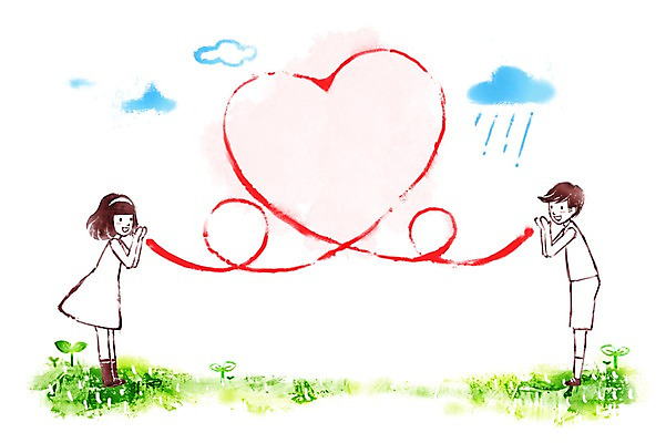 전신 PSD 식물 구름 여자 남자 어린이 액자 백그라운드 일러스트 프레임 사랑 틀 서기 미소 웃음 사람 손짓 소녀 소년 두명 10대 새싹 하트 십대만 국내일러스트 자연요소 모양 감정 모션 청소년 표정 파일형식