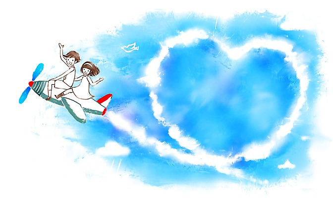 전신 PSD 구름 여자 남자 어린이 교통수단 액자 백그라운드 일러스트 하늘 비행기 프레임 사랑 틀 미소 웃음 사람 앉기 손짓 소녀 소년 두명 10대 하트 비행 십대만 국내일러스트 자연요소 모양 감정 교통 항공교통 모션 청소년 대중교통 표정 파일형식