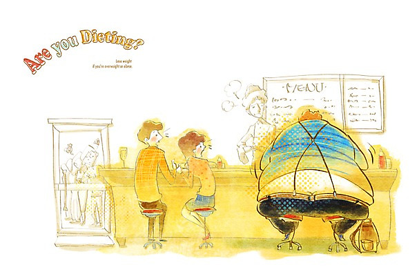 PSD 라이프스타일 여자 남자 다이어트 의자 일러스트 탁자 건강 사람 앉기 여러명 성인 라이프 건강관리 상점 식당 고객 비만 메뉴 메뉴판 성인만 국내일러스트 가구 다수 모션 관리 생활 몸매 파일형식