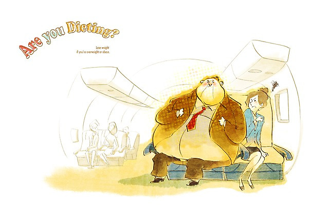 전신 PSD 라이프스타일 여자 남자 다이어트 의자 일러스트 비행기 건강 사람 앉기 성인 두명 라이프 건강관리 찡그림 비만 불쾌함 비행기내부 성인만 국내일러스트 감정 가구 항공교통 모션 대중교통 표정 관리 내부 생활 몸매 파일형식