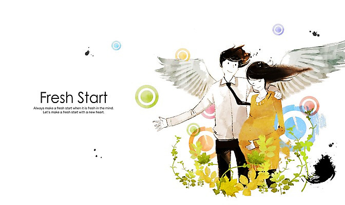PSD 식물 부부 커플 여자 남자 한쌍 잎 날개 일러스트 새출발 새로움 희망프로젝트 서기 미소 웃음 사람 손짓 성인 두명 물방울무늬 희망 임산부 임신 꿈 쌍 원형 사회이슈 시작 긍정 새출발프로젝트 성인만 국내일러스트 도형 감정 컨셉 무늬 관계 모션 표정 출발 파일형식