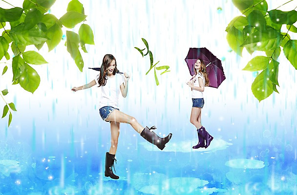 전신 PSD 서양인 외국인 식물 편집이미지 응시 계절 여자 백그라운드 잎 우산 날씨 나뭇잎 장화 서기 미소 웃음 사람 풍경 성인 두명 봄 봄비 비 빗물 여자만 성인여자만 성인만 이미지편집 자연요소 시선 신발 모션 표정 인종 비_날씨 파일형식