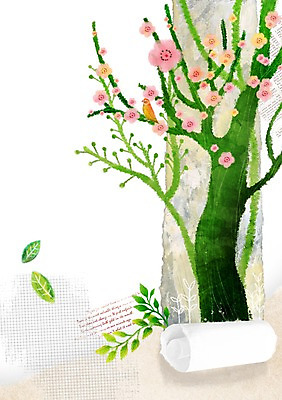 PSD 나무 식물 배너 계절 꽃 종이 백그라운드 잎 일러스트 나뭇잎 안내 프레임 알림판 틀 풍경 사람없음 봄 알림 찢어짐 봄배경 국내일러스트 모션 파일형식