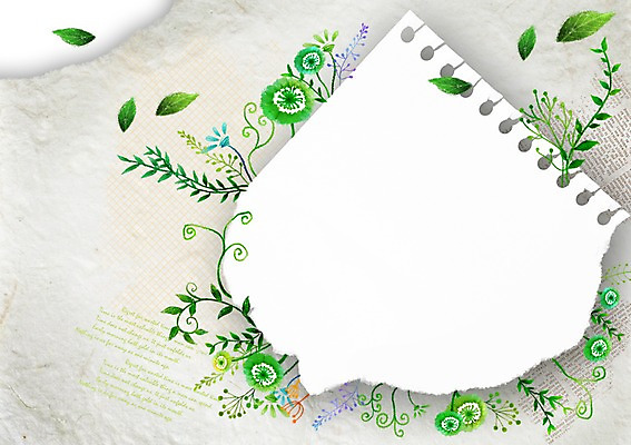 PSD 식물 배너 계절 종이 백그라운드 잎 일러스트 나뭇잎 안내 프레임 알림판 틀 풍경 사람없음 봄 덩굴 알림 스케치북 찢어짐 봄배경 국내일러스트 모션 학용품 파일형식