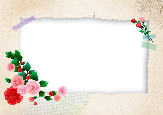 PSD 식물 배너 계절 꽃 종이 백그라운드 잎 일러스트 나뭇잎 안내 프레임 알림판 틀 풍경 사람없음 장미 봄 알림 봄배경 국내일러스트 파일형식