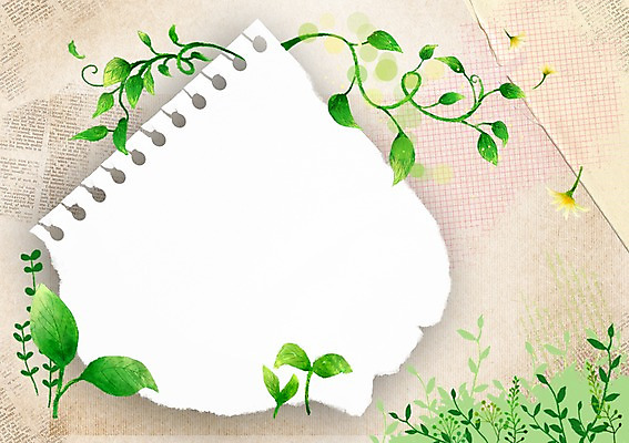 PSD 식물 배너 계절 꽃 종이 백그라운드 잎 일러스트 나뭇잎 안내 프레임 알림판 틀 풍경 사람없음 새싹 봄 덩굴 알림 스케치북 찢어짐 봄배경 국내일러스트 모션 학용품 파일형식