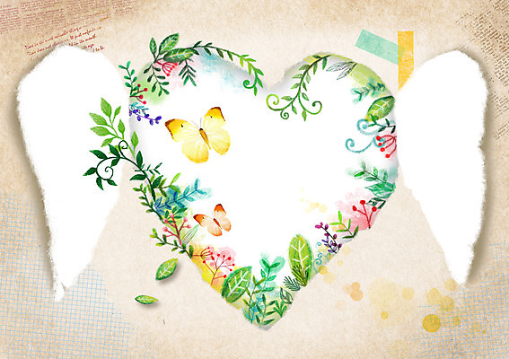 PSD 식물 동물 배너 계절 종이 나비 곤충 백그라운드 잎 일러스트 나뭇잎 안내 프레임 알림판 틀 풍경 사람없음 봄 하트 알림 찢어짐 봄배경 국내일러스트 모양 모션 파일형식