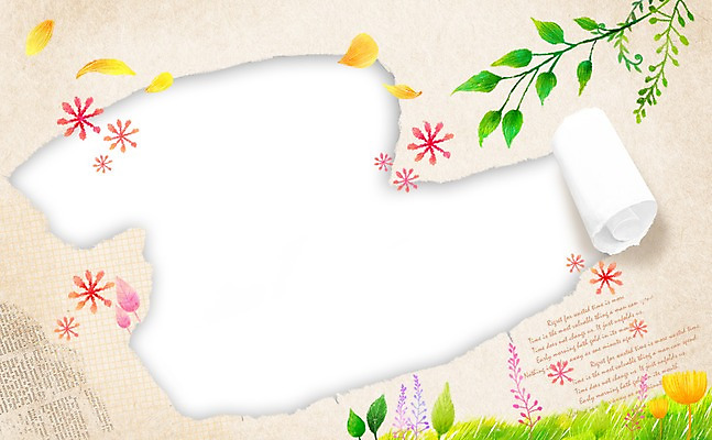 PSD 식물 배너 계절 꽃 종이 백그라운드 잎 일러스트 나뭇잎 안내 프레임 알림판 틀 풍경 사람없음 봄 알림 찢어짐 봄배경 국내일러스트 모션 파일형식