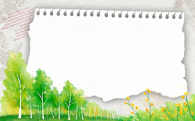 PSD 나무 식물 배너 계절 꽃 종이 백그라운드 일러스트 안내 프레임 알림판 틀 풍경 사람없음 봄 숲 알림 스케치북 찢어짐 봄배경 국내일러스트 모션 학용품 파일형식