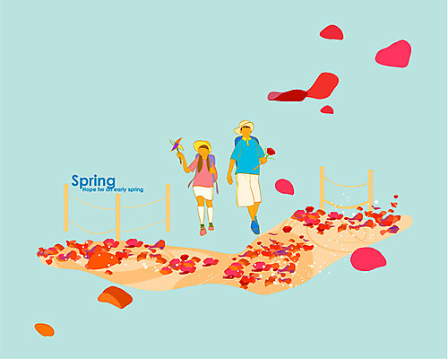 식물 사계절 계절 여자 남자 꽃 백그라운드 일러스트 풍경 성인 두명 관광지 축제 봄 양귀비 영광꽃누리축제 성인만 봄배경 국내일러스트 AI파일 여행 사람 파일형식 벡터