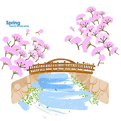 식물 사계절 계절 꽃 백그라운드 일러스트 풍경 사람없음 관광지 축제 봄 여좌천 진해 진해군항제 봄배경 국내일러스트 AI파일 여행 강 경상남도 파일형식 벡터