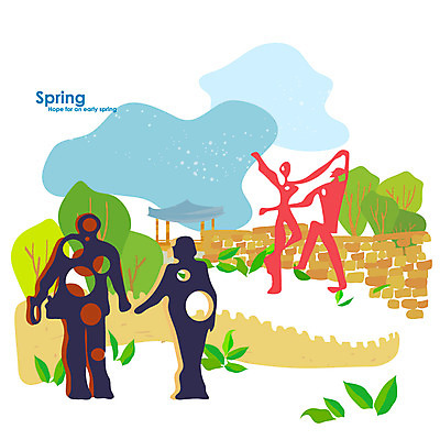 나무 식물 사계절 계절 공원 백그라운드 잎 일러스트 나뭇잎 풍경 여러명 관광지 봄 봄배경 국내일러스트 AI파일 공공시설 여행 다수 사람 파일형식 벡터