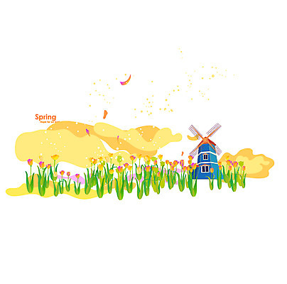 식물 사계절 계절 꽃 백그라운드 일러스트 풍경 사람없음 관광지 축제 봄 풍차 튤립 신안 튤립축제 봄배경 국내일러스트 AI파일 여행 전라남도 꽃축제 파일형식 벡터