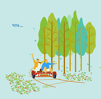 전신 나무 식물 커플 사계절 계절 여자 남자 한쌍 백그라운드 일러스트 미소 웃음 앉기 풍경 손짓 성인 두명 관광지 바이크 봄 쌍 레일바이크 성인만 봄배경 국내일러스트 AI파일 육상교통 여행 관계 모션 표정 사람 파일형식 벡터