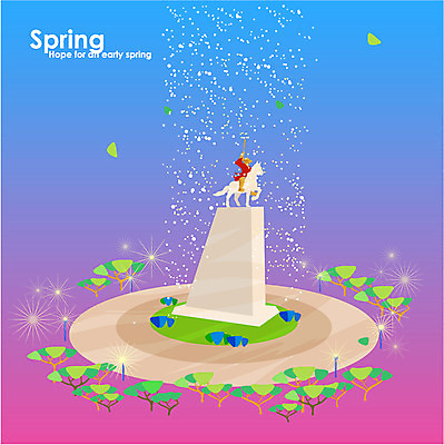 나무 식물 사계절 계절 백그라운드 일러스트 풍경 사람없음 관광지 동상 봄 봄배경 국내일러스트 AI파일 여행 조형물 기념물 파일형식 벡터