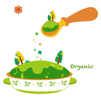 나무 식물 그릇 식기 접시 일러스트 자연 사람없음 초록색 태양 환경 숟가락 풀 친환경 유기농 국내일러스트 AI파일 자연요소 웰빙 컬러 수저 생태계 파일형식 벡터